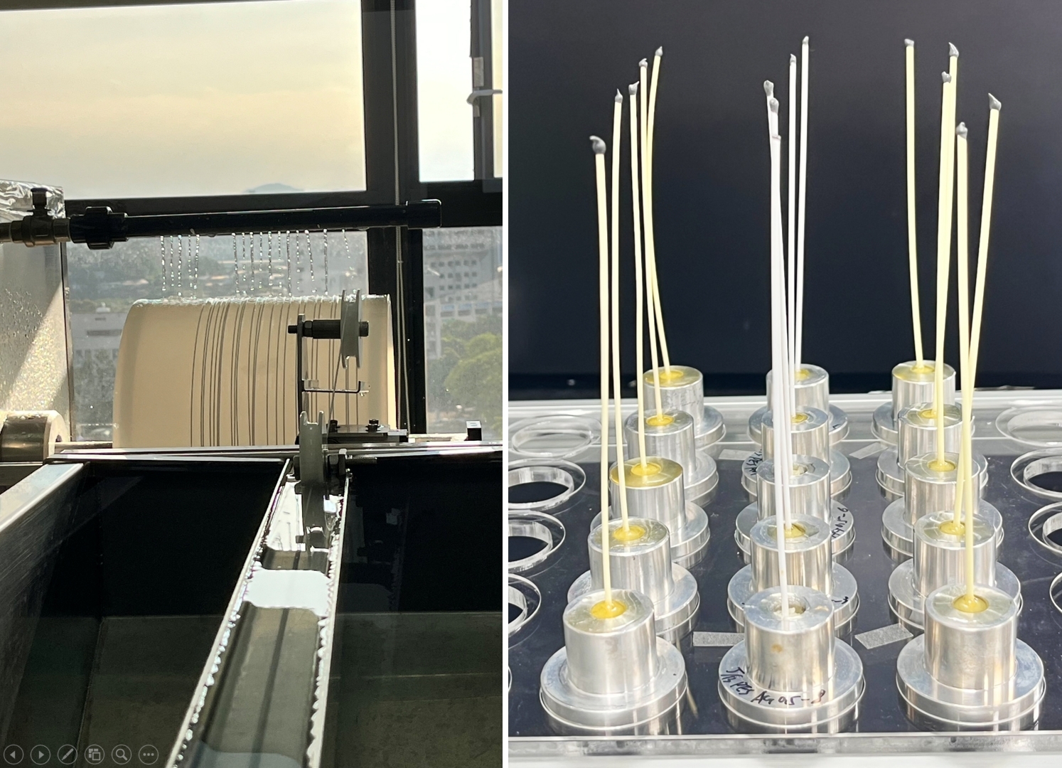 應用科技研究所榮譽講座鍾台生團隊則開發出 Pebax/m-PDMS/PES 三層結構複合中空纖維膜，展現優異的二氧化碳捕捉效能，還可模組化導入燃煤電廠與重工業等高排碳場域，為台灣碳捕捉技術發展與產業永續轉型提供強力支持。