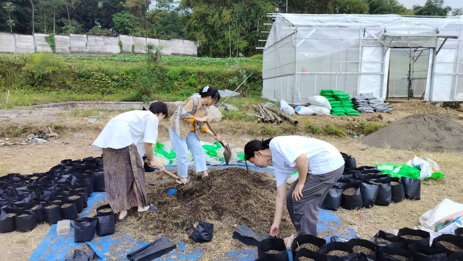 團隊於印尼Pacet村進行溫室修復工程，提升當地農業品質。