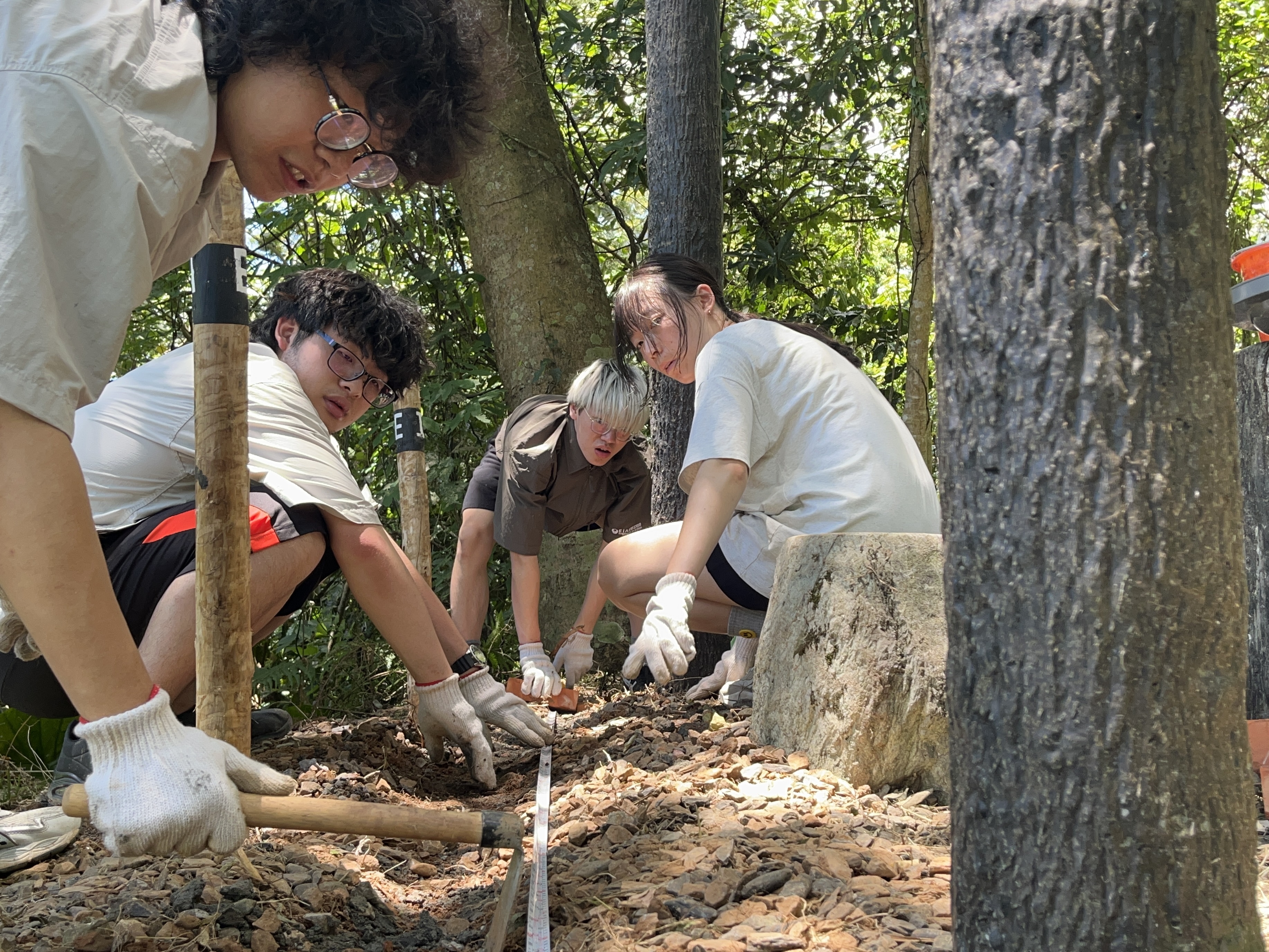 蛇山步道組學員協力修復涼亭，供居民及往來遊客休憩