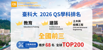 QS學科排名臺科大工程技術進步68名、11學科全台前五 學術與雇主聲望齊升